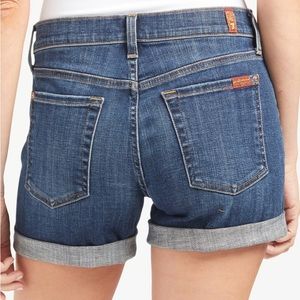 7 For all mankind denim mid roll shorts